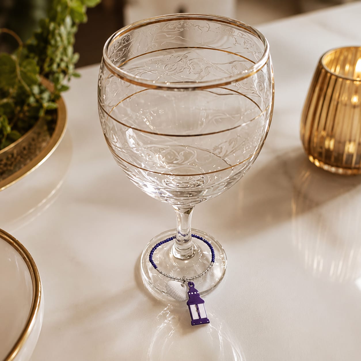 Midnight Lantern Wine Charm