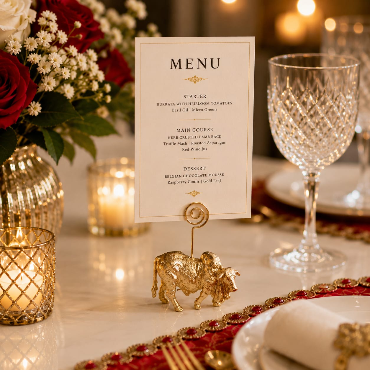 Golden Bull Menu Card Holder