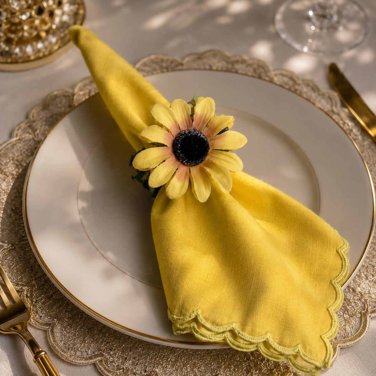 Golden Bloom Sunflower Napkin Rings