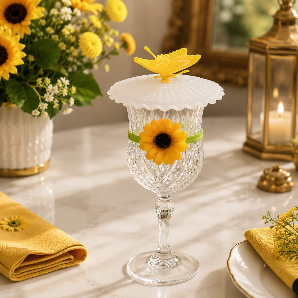 Fluttering Butterfly Glass Lid