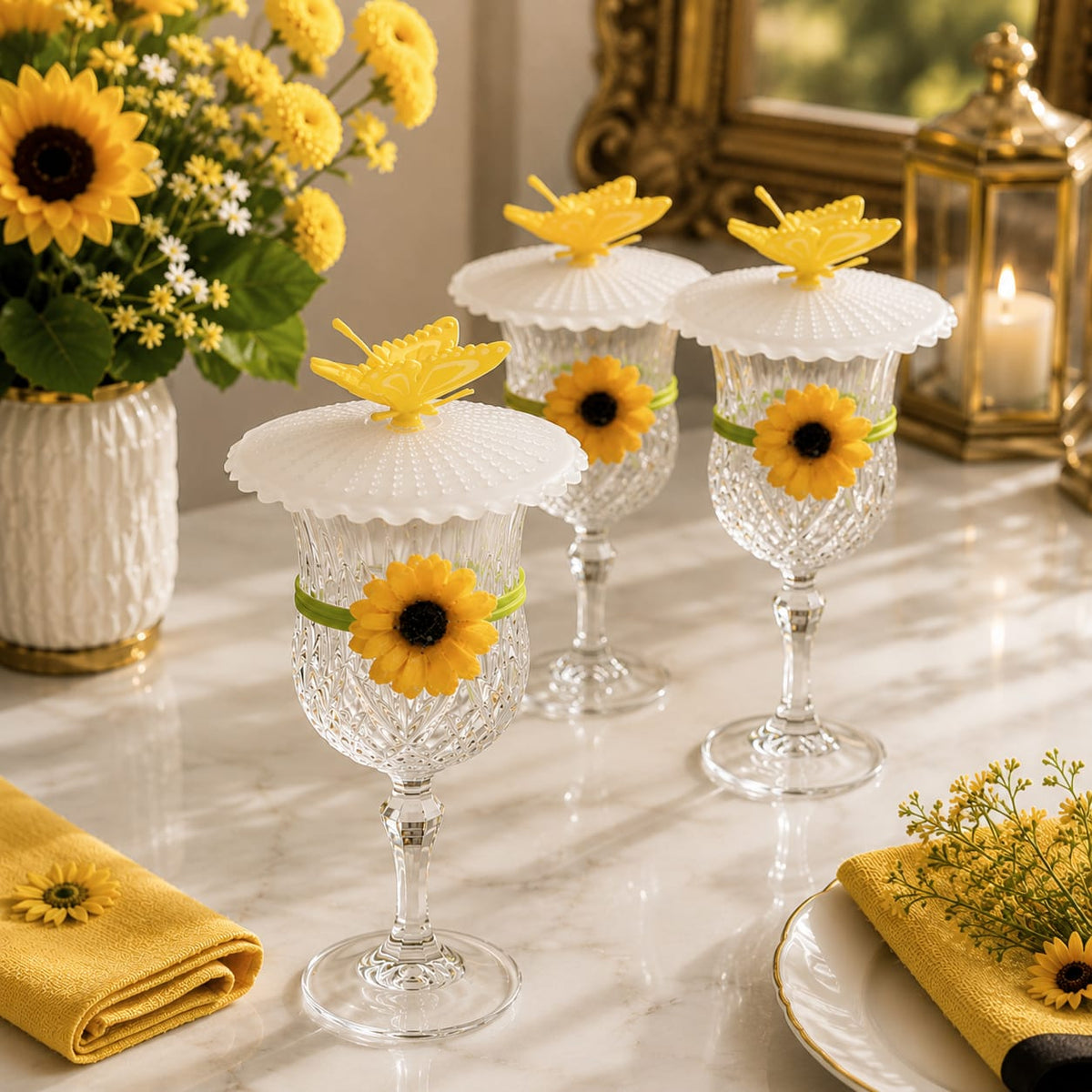 Fluttering Butterfly Glass Lid