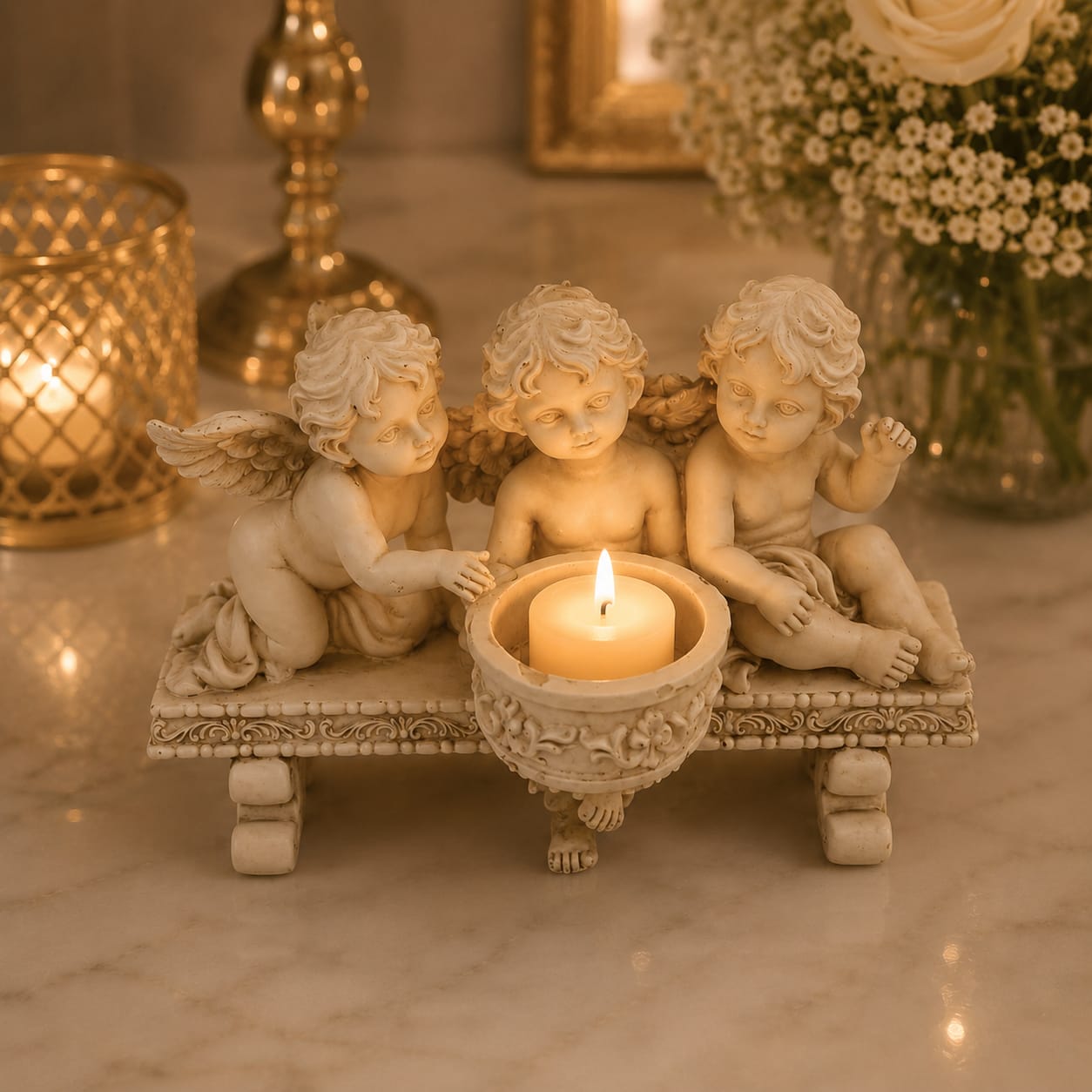 Cherub Glow Tealight Holder