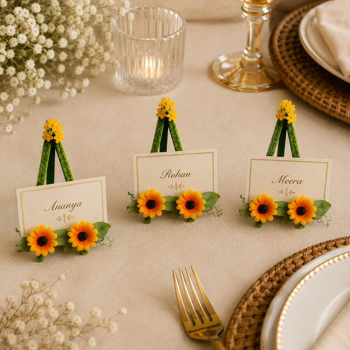Sunflower Bloom Place Card Holder