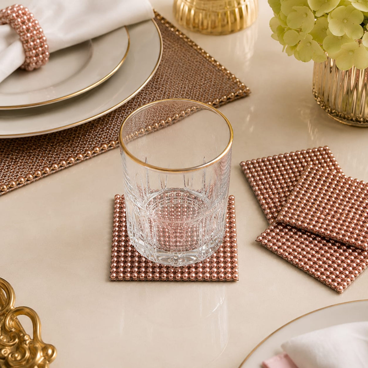 Blush Pearl Luxe Coaster Set