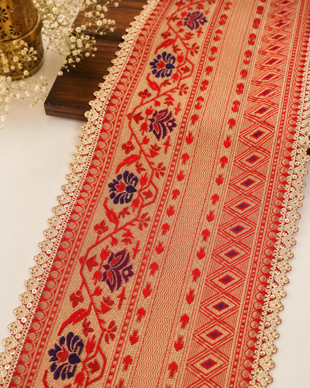 Heritage Paithani Table Runner