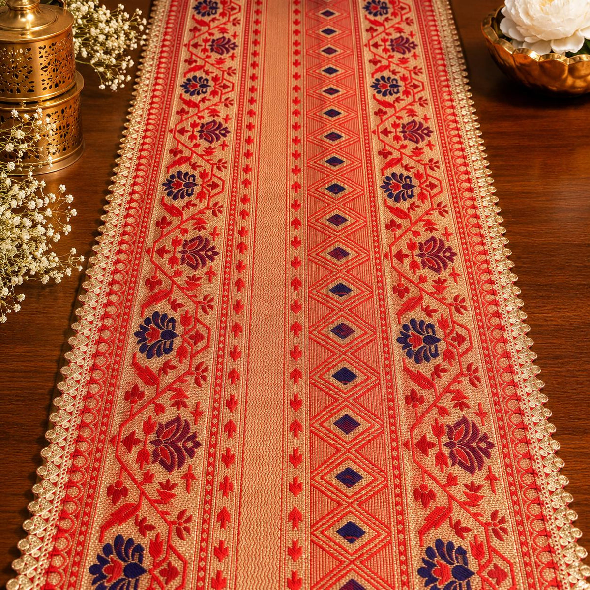 Heritage Paithani Table Runner