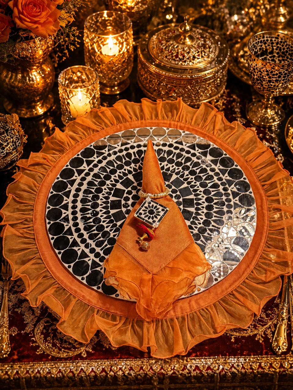 Sheesh mahal mat, napkin and napkin ring