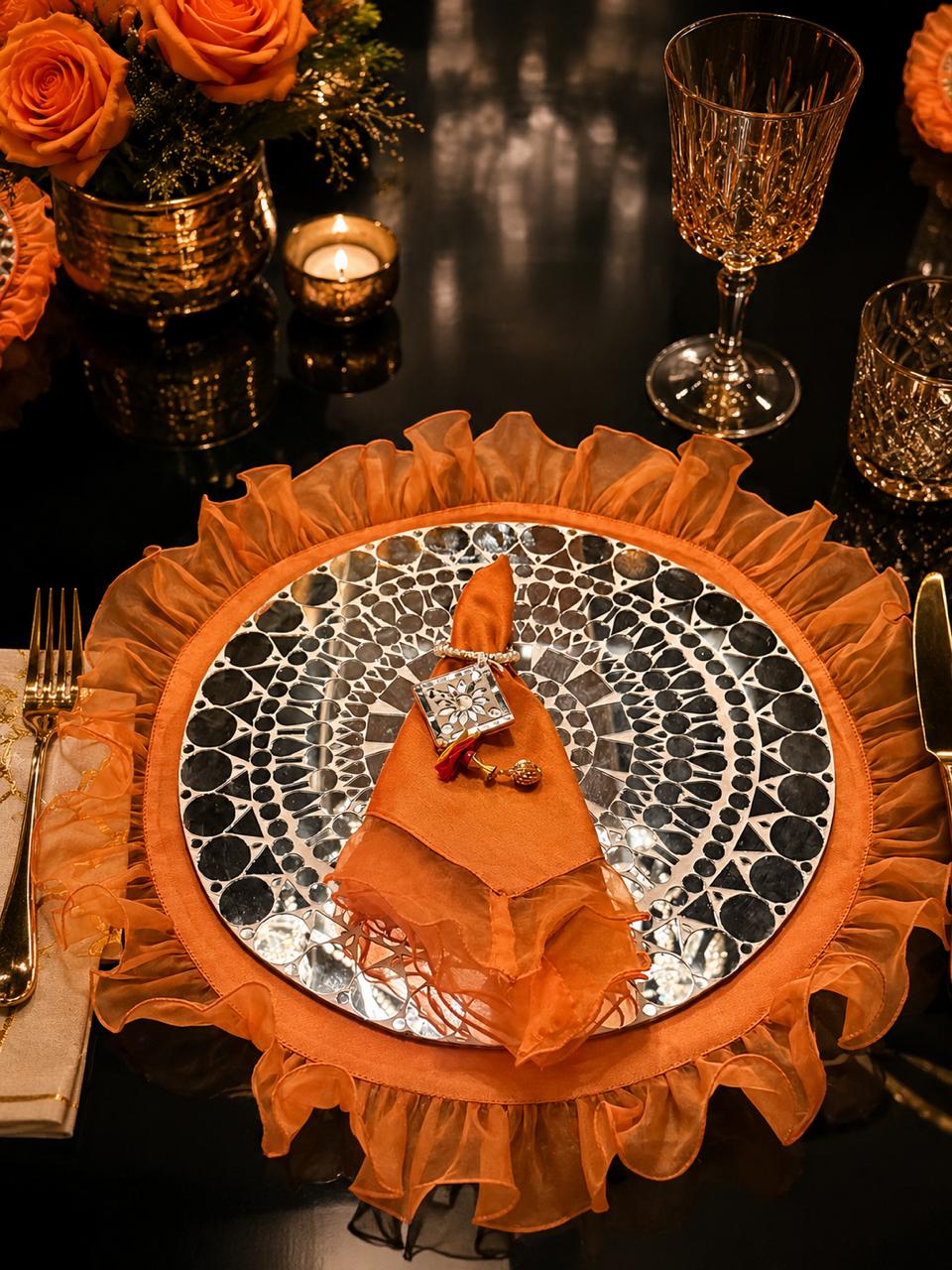Sheesh mahal mat, napkin and napkin ring