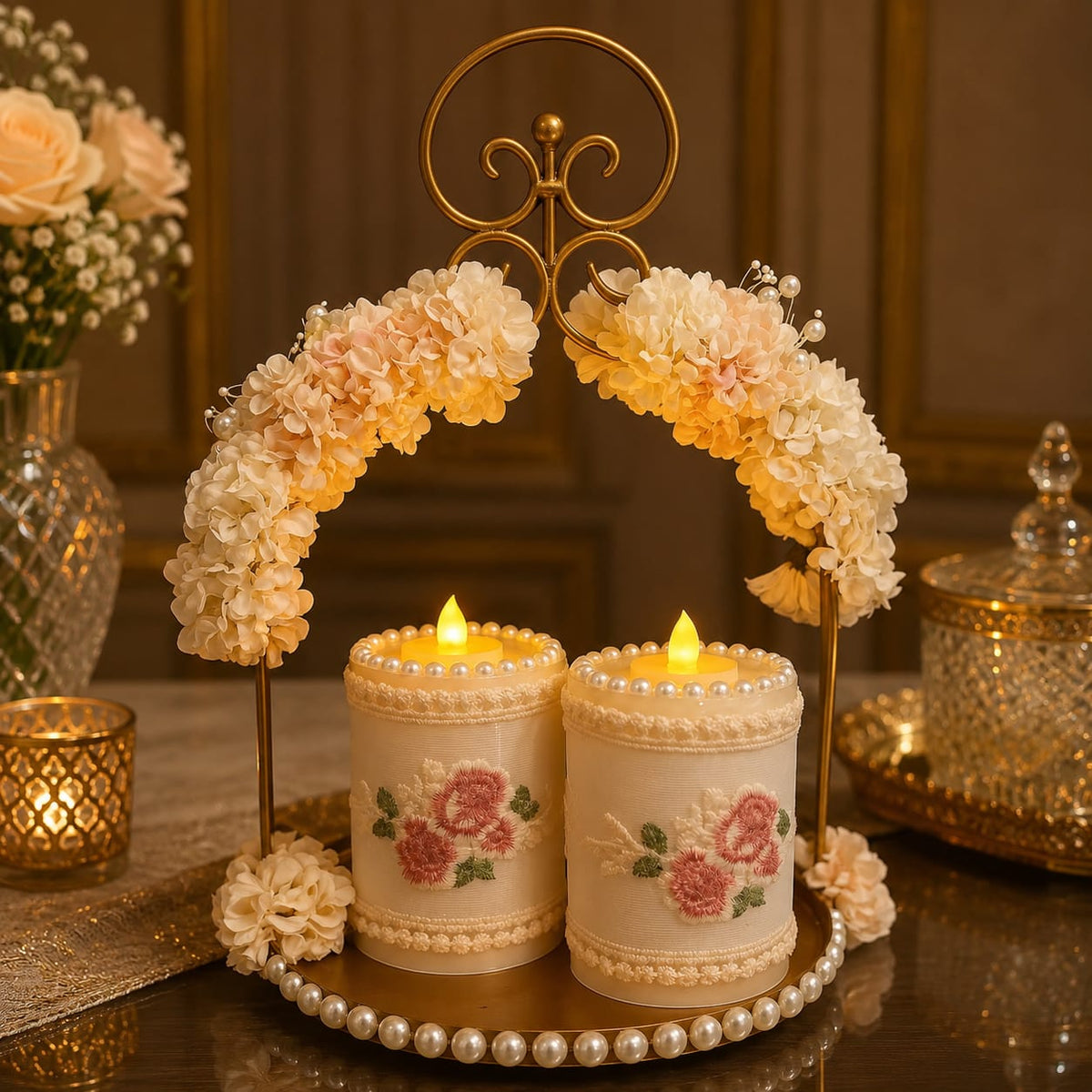 Regal Bloom Candle Platter