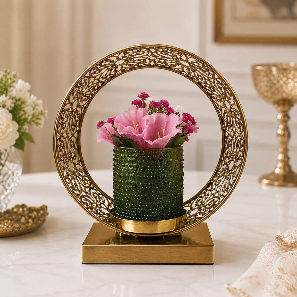 Golden Bloom Filigree Vase