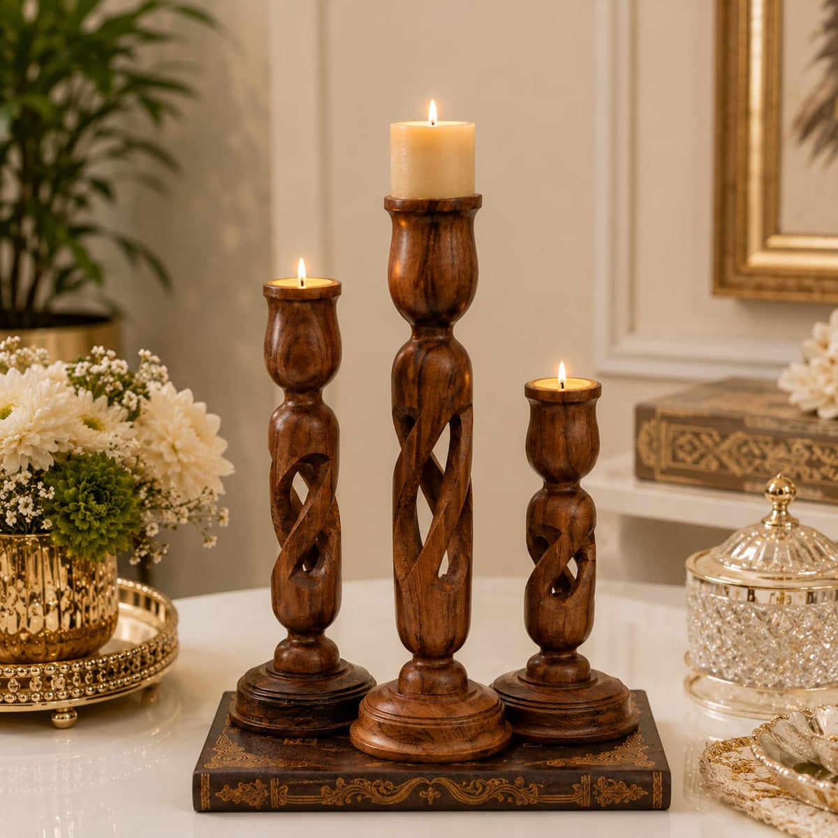 Rustic Twist Candle Holder Set