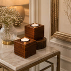 Timber Glow Tea Light Holder Set