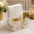 Ivory Lace Cutlery & Tissue Holder