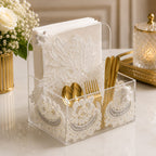 Ivory Lace Cutlery & Tissue Holder