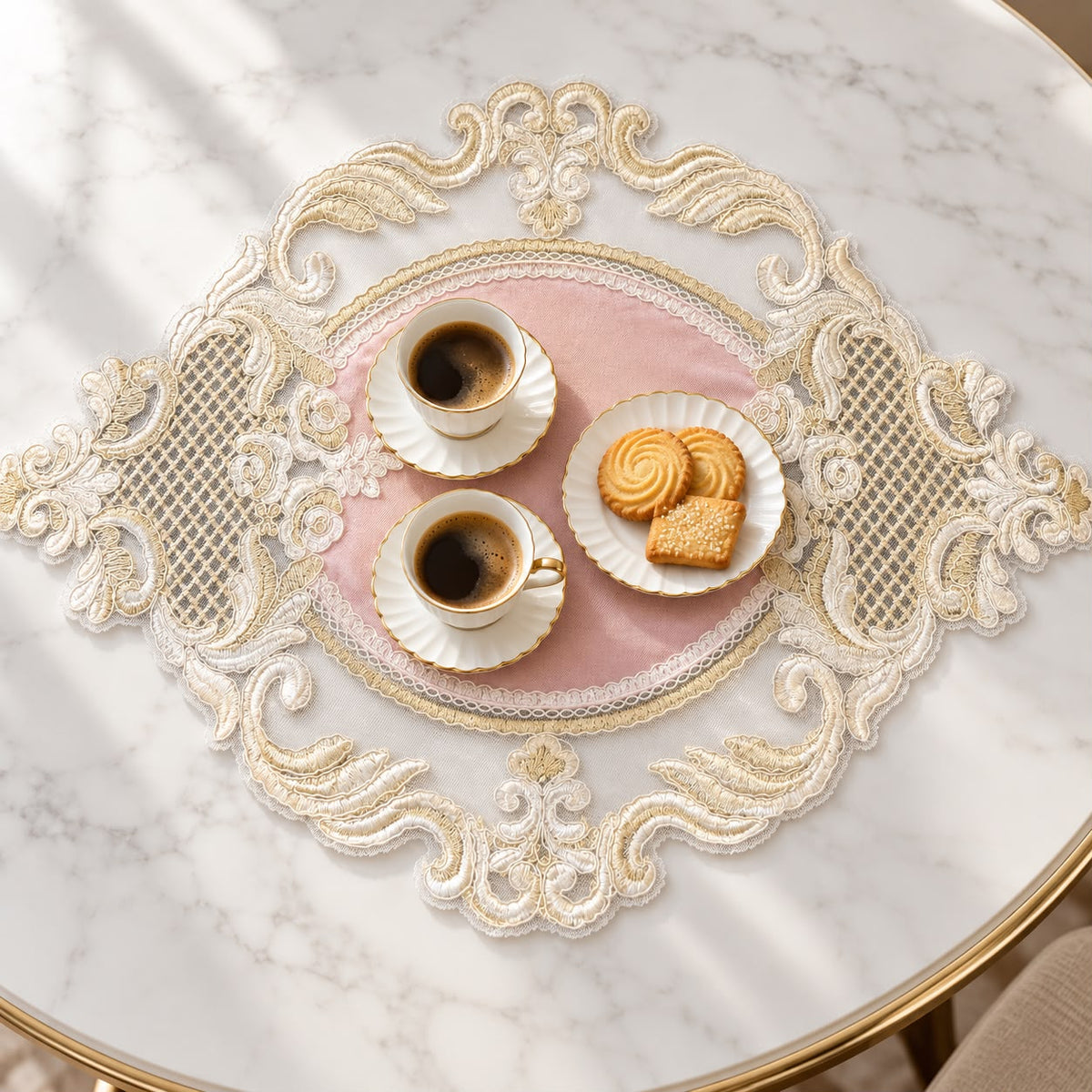 Royal Blush Embroidered Tray Cover