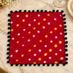 Red Bandhani Pom-Pom Napkin