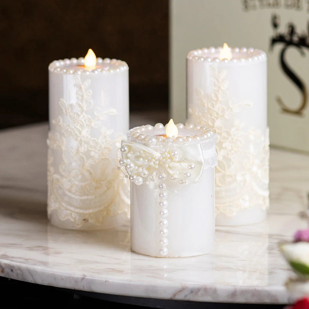 White Laced Candles