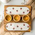 Wooden 2 Side 3 Bowl Platter - The Lotus Buti
