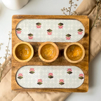 Wooden 2 Side 3 Bowl Platter - The Lotus Buti