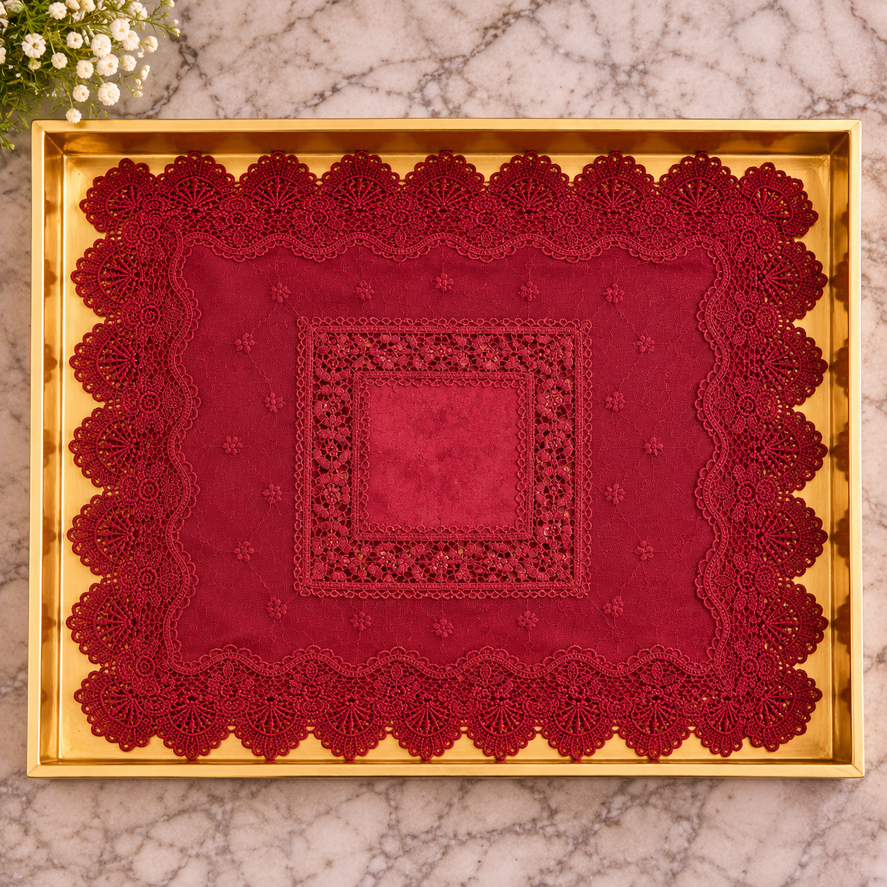 Royal Crimson Lace Tray Mat