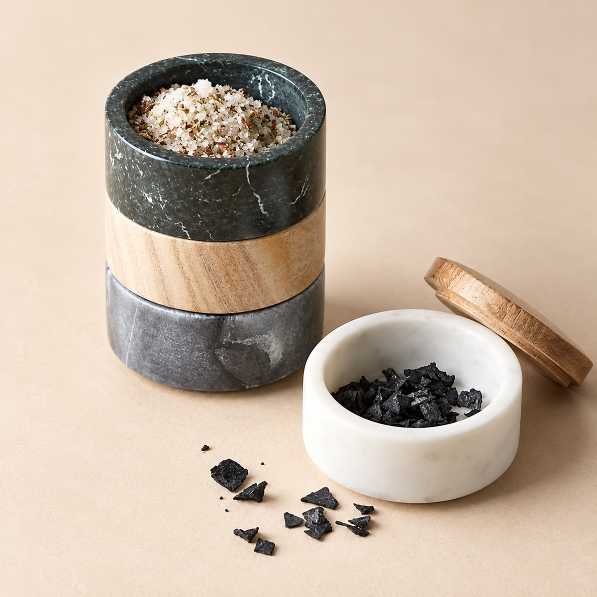 Marble Stackable Salt & Spice Set