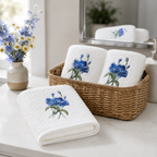 Blue Bloom Embroidered Towel Set
