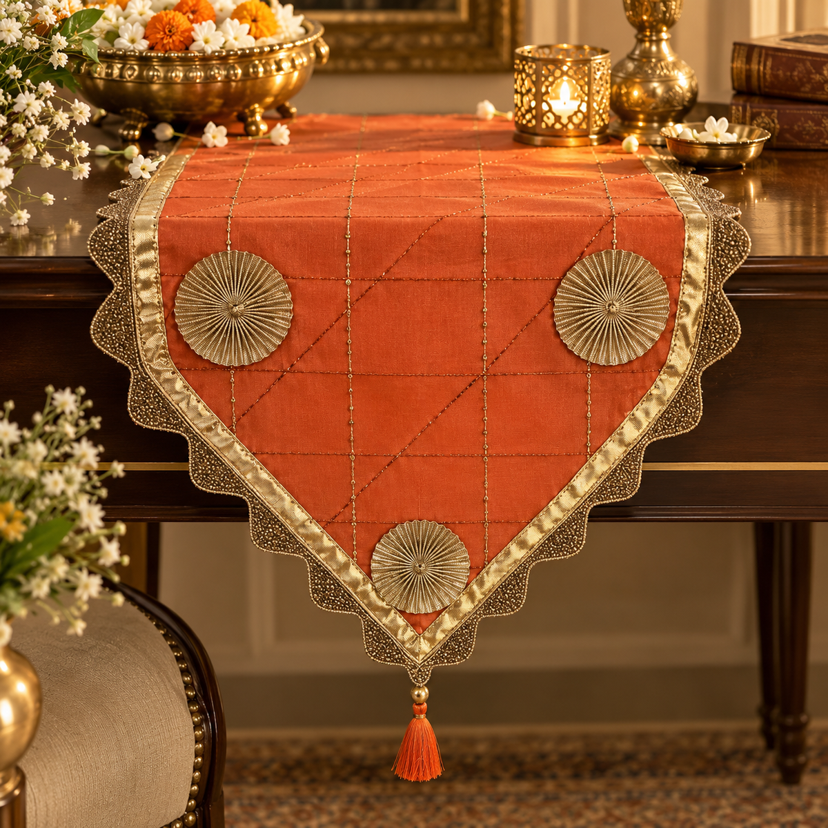 Tangerine Trellis Table Runner