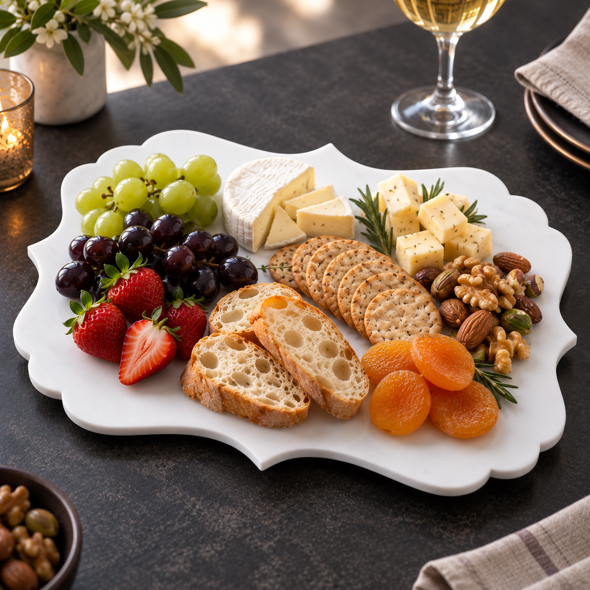 Elegant Scalloped Marble Cheese Board