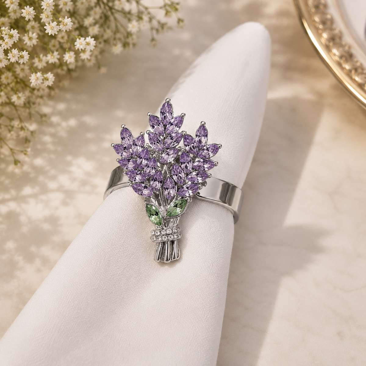 Lavender Bloom Napkin Ring