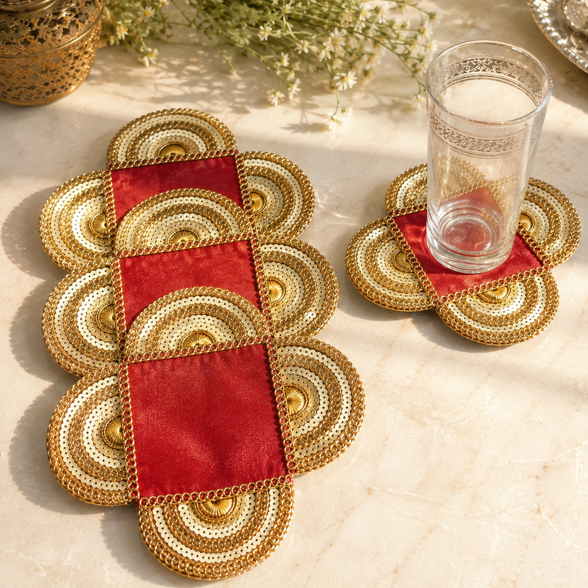 Royal Crimson Coaster Set