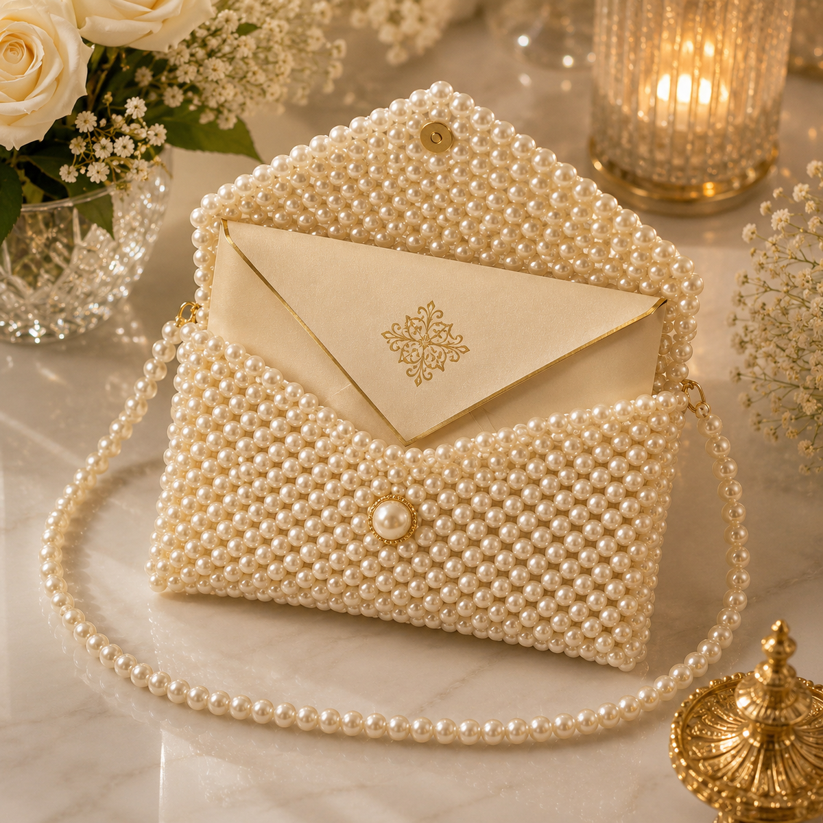 Pearl Luxe Envelope Sling Bag