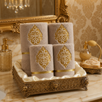 Regal Gold Embroidered Face Towels