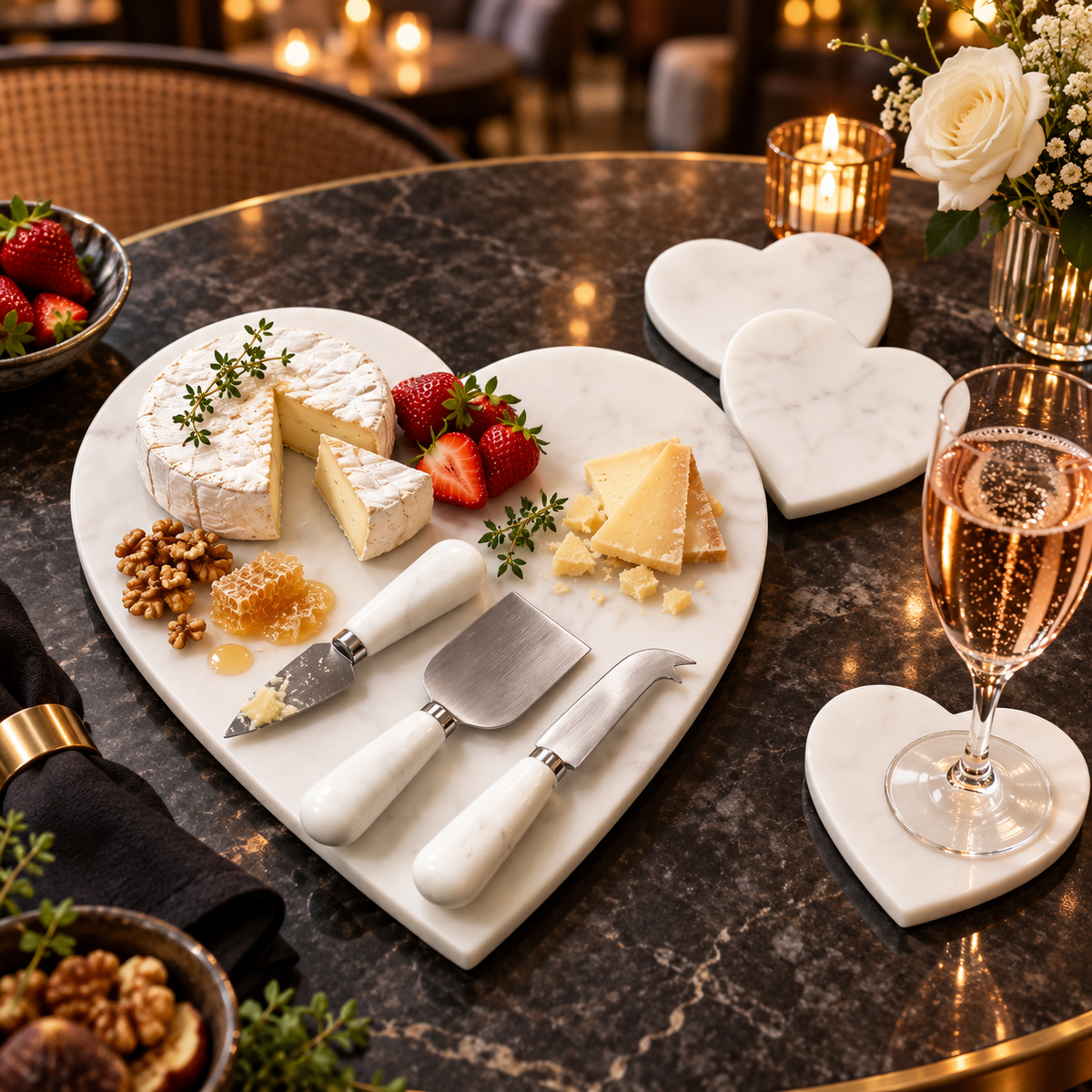Heart Shaped Marble Cheese and Snack Board