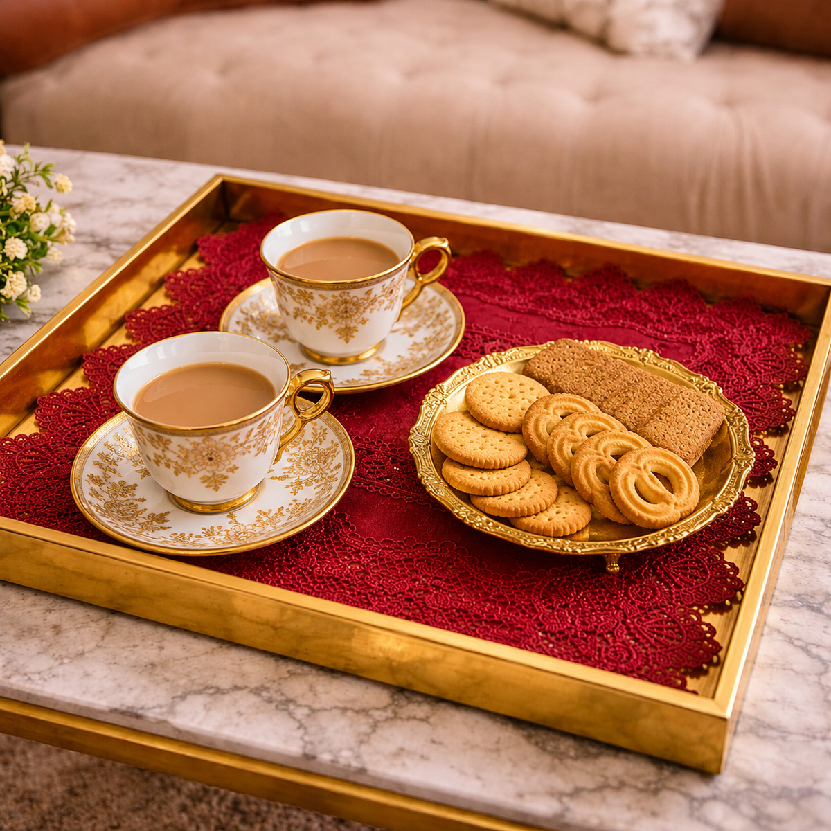 Royal Crimson Lace Tray Mat