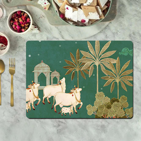 Bovine Bliss Wooden Dining Table Mat
