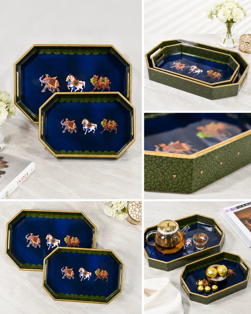 Decorative Octagon Set of 2 Trays